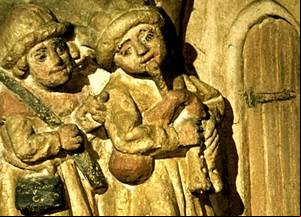 Medieval Art Ancient Porn - Detail from roof boss in Norwich Cathedral, shepherds arriving at the  stable of the nativity